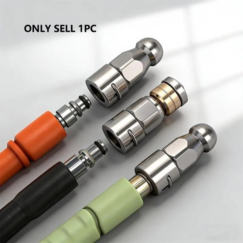 1/4 Inch High Pressure Washer Adapter Hose Connector External Thread Connection, Cleaning Nozzle Head for Karcher/lavor Soft Hose Drain Cleaner Tool