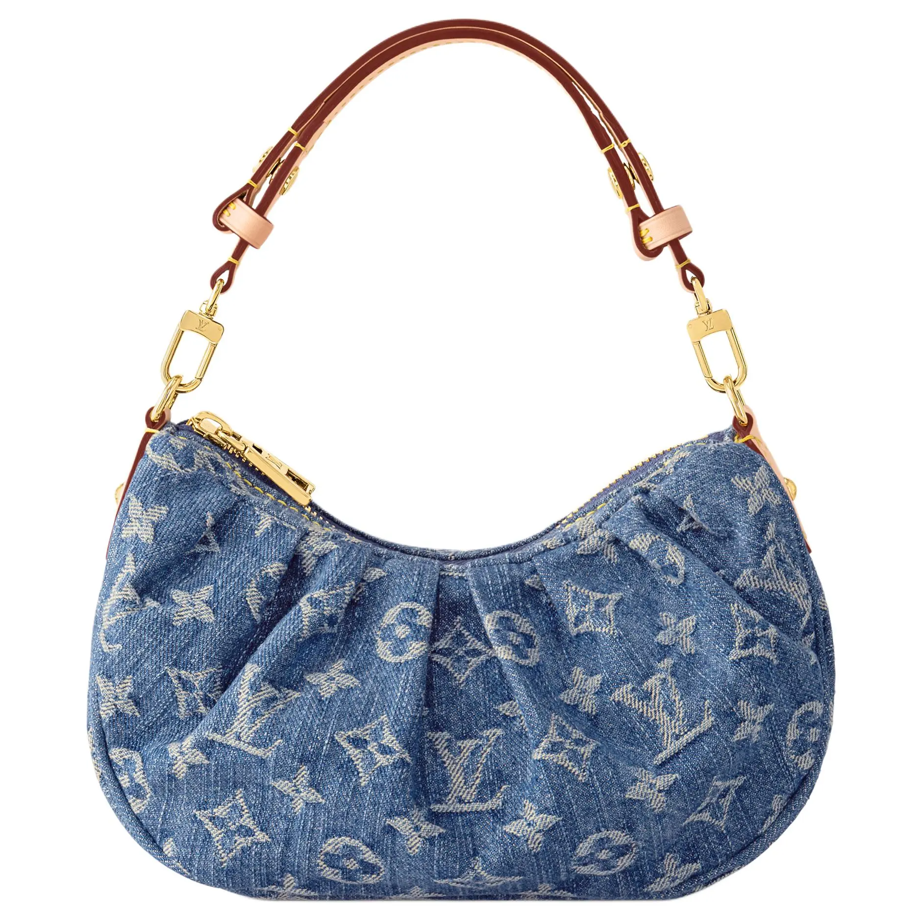 Louis Vuitton Pochette Valley Denim Handbag for Women – Contrast Metallic Accents, Blue