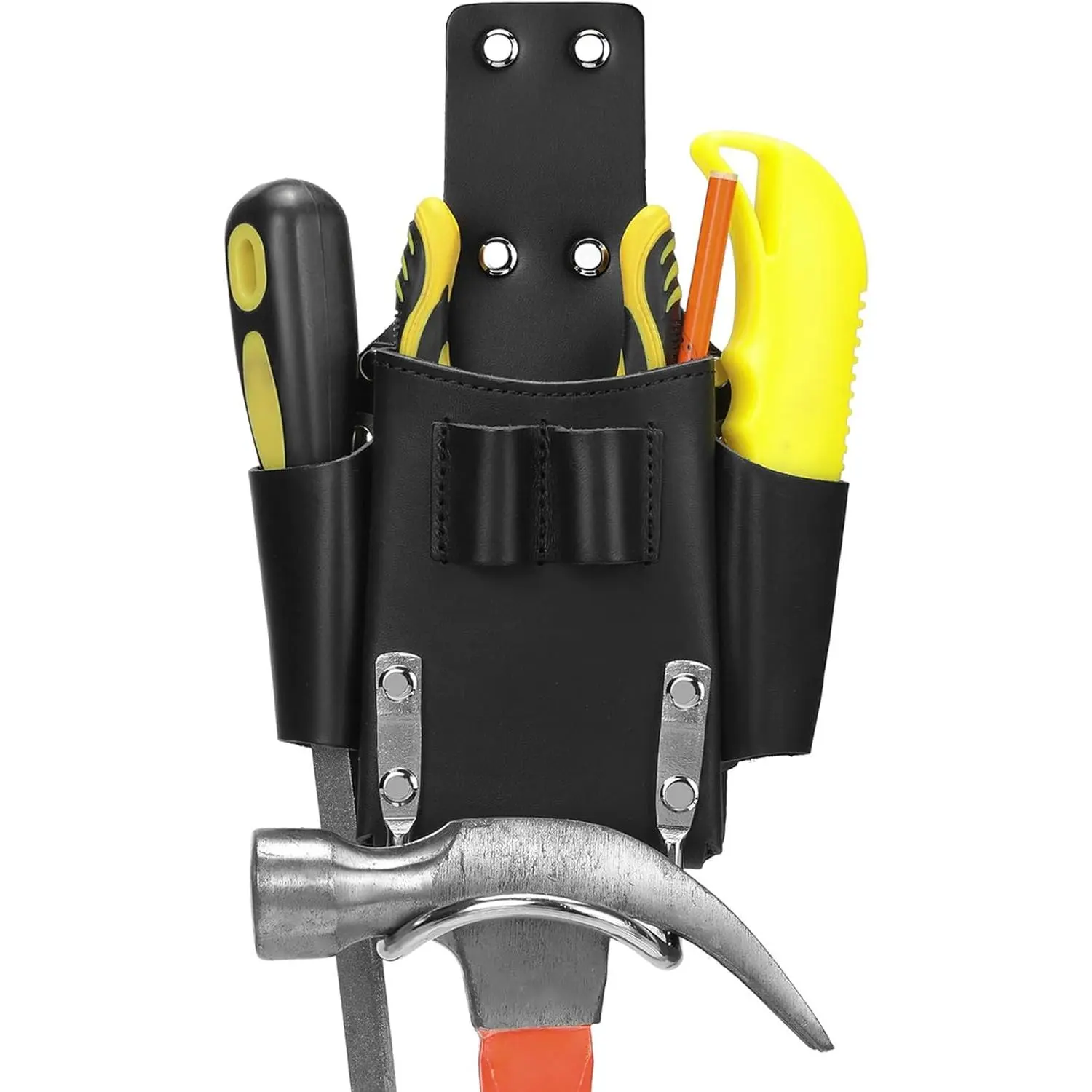 Hammer Holder,Hammer Holder for Belt,Tool Holder Pliers Holster Knife Holster, Hammer Holster Made with Genuine Leather and Heavy-Duty Steel,for Construction Electrician Carpentry Garden Pruning.