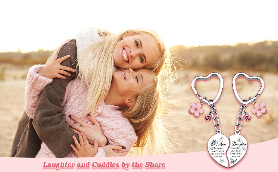 Gifts for Mother and Daughter, Mother's Birthday Gift, Daughter's Keychain, Christmas and Mother's Day Gift for Mother, 2 Heart-Shaped Matching Keychains