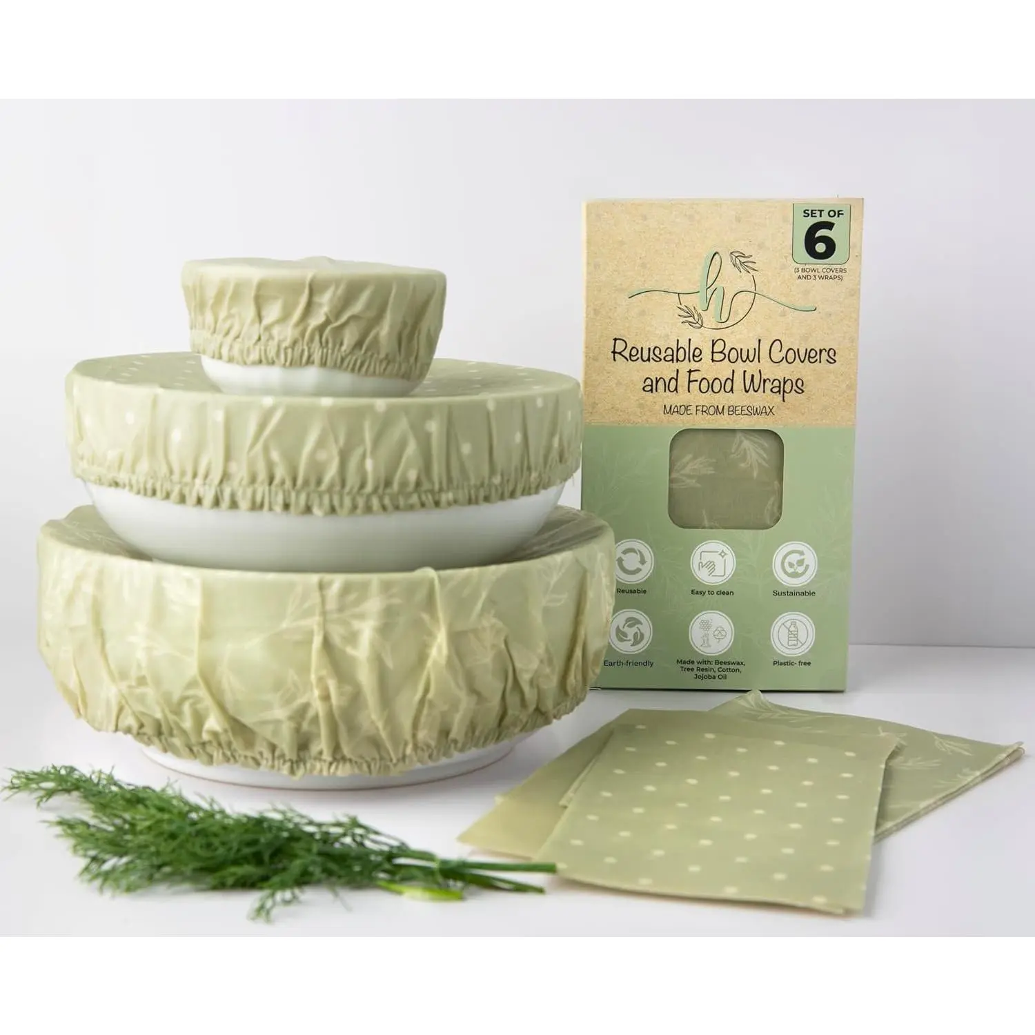Beeswax Wraps for  – 6 Pack  Bees Wax Wraps & Beeswax Bowl Covers | Easy to Clean Sustainable  Storage, Earth Friendly Wraps for Sourdough Bowl Covers, Plastic Free Alternative