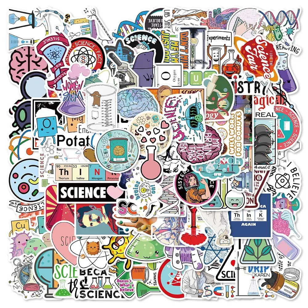 100pcs Laboratory Physics and Chemistry Decorative Stickers, Back-to-School Office Stationery Accessories, High-Quality DIY Stickers, Suitable for Diaries, Journals, Notebooks, Collages, and Artwork.