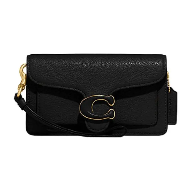 COACH Tabby 18 Detachable Chain Crossbody Wrist Bag for Women in Black Genuine Leather