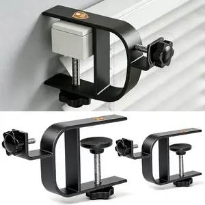 No Drill Curtain Rod Brackets for Inside & Outside Mount Patented Adjustable Fits 0.75-2" Blind Rail 0.12" Low Clearance Tool-Free No Wall Damage Renter Friendly Hardware 2 Pack Black