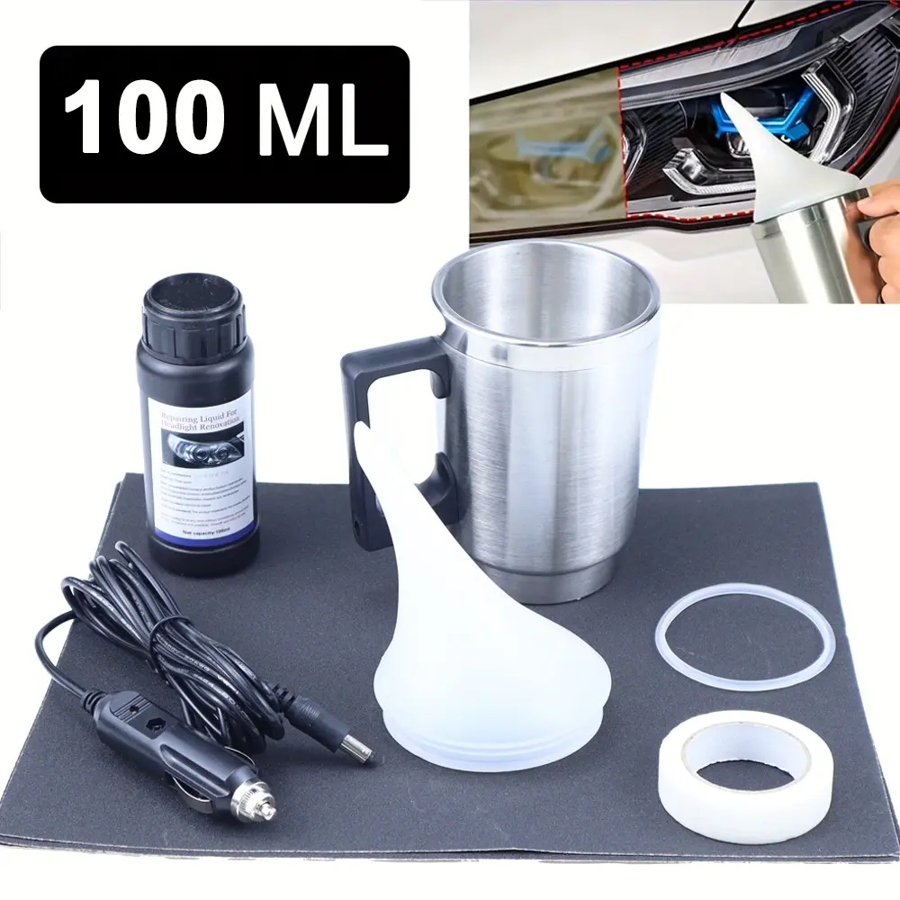 100ML Car Headlight Restoration Kit, Foggy Cracked Headlight Repair Liquid, No Polishing Needed, Improves Clarity, Plastic Material