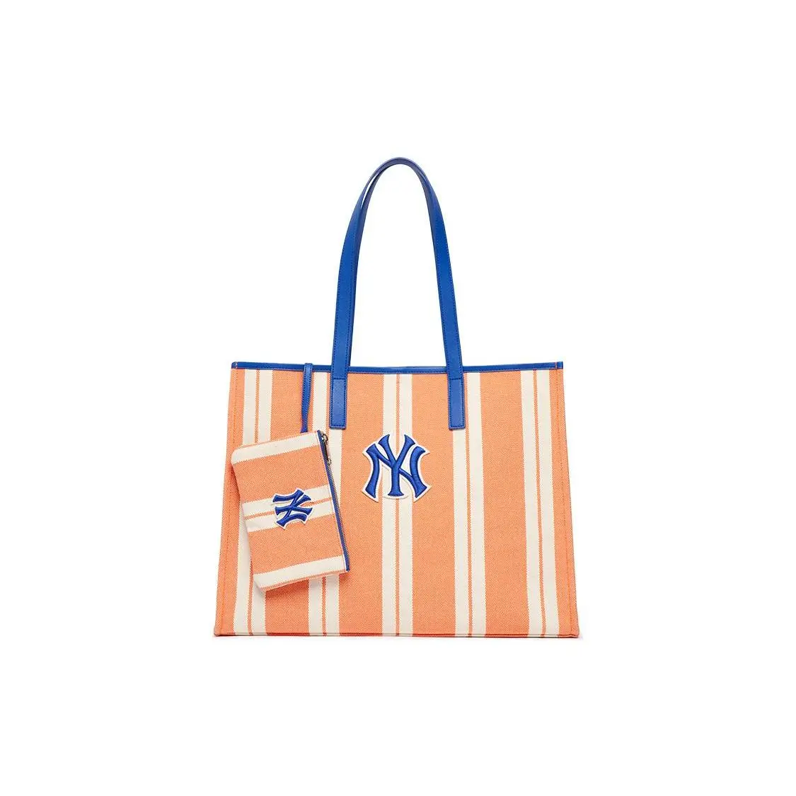 MLB New York Yankees Striped Canvas Tote Bag for Men and Women – Casual Style in Light Orange