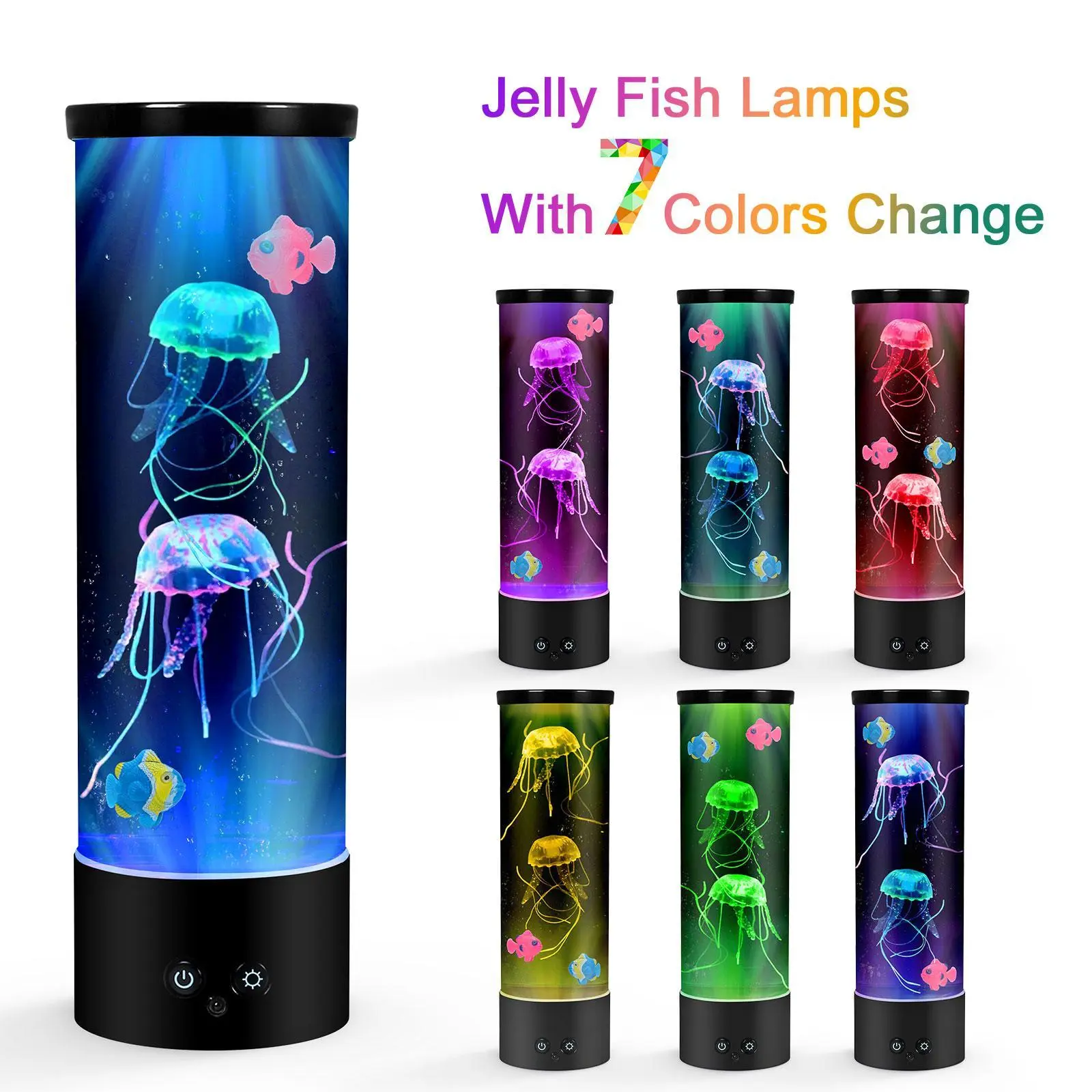 Multi RGB Gradient Jellyfish Mood Lamp - Ocean Themed Stuff Night Light, Kids Room Decor Desk Ornament, Perfect Holiday Gift for Home Improvement Indoor Lighting Needs, Indoor Use