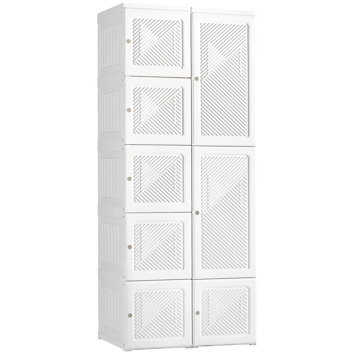 Portable Wardrobe Closet - 27.25"w x 19.75"d x 67"h, 33.22 lbs., Clever Compartmentalized Storage Foldable Expandable Bedroom Armoire, 8-Cube Organizer with Hanging Rod, Magnetic Doors, Easy Installation, Single Box, White, Clever Storage