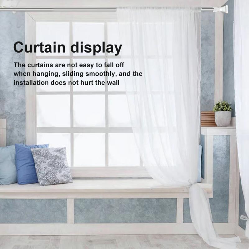Drill-Free Adjustable Rod White Shower Curtain Rod Adjustable Stainless Steel Tension Telescopic Rod Retractable Hanger Rod