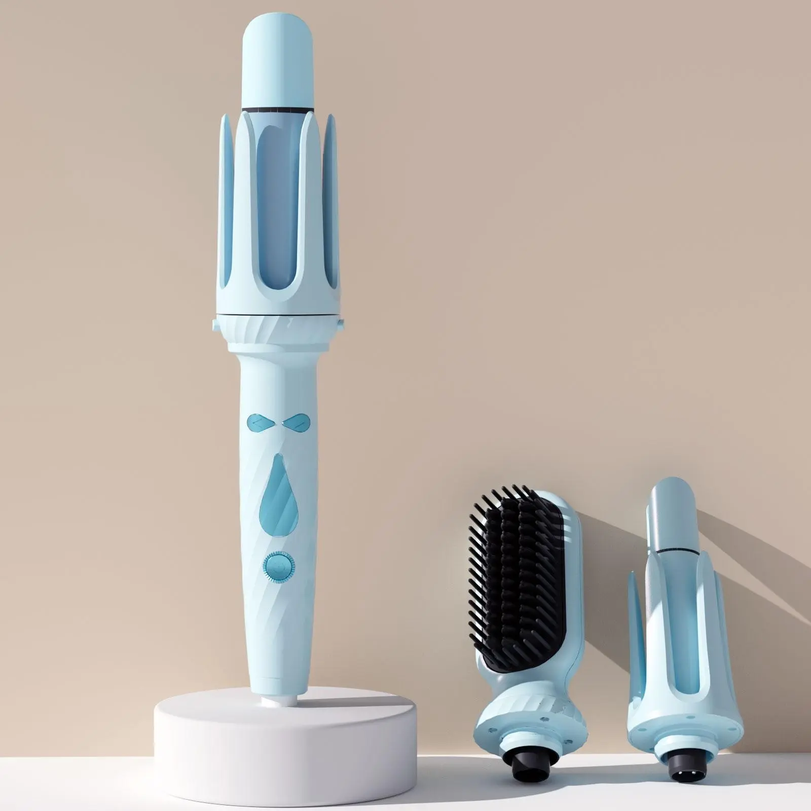 3-In-1 Hair Curler Set with Ionic Spray, Reduces Static Frizz, Locks in Moisture, Easy to Use, Automatic Shut off After 60 Minutes, Hair Styling Tools
