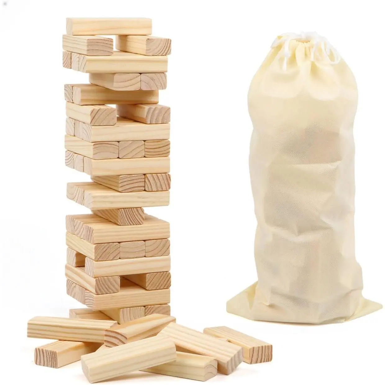 54PCS Classic Block Stacking Board Game Wooden Blocks Stacking Games for Kids and Families Tumbling Tower Blocks Game for Kids and Adults with Storage Bagfidget toys