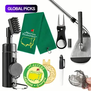 Complete Golf Club Cleaning Kit, Includes Water Brush, Towel, Divot Repair Tool, Groove Sharpener, Golf Ball Alignment, Essential Golf Accessories