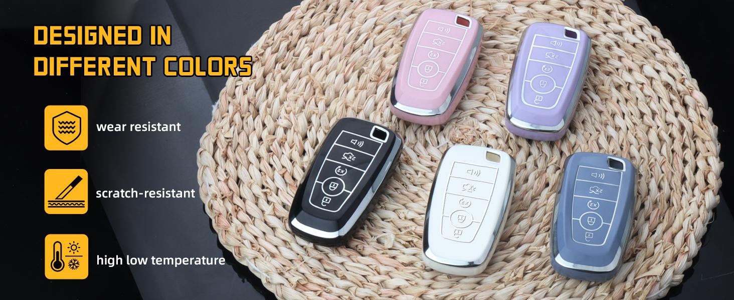 Key Fob Cover for Ford Explorer Maverick Mustang Fusion Escape Edge F150 F250 F350, Premium TPU Key Fob Protector with Leather Keychain & Screwdriver, Slim Fit 5-Button Remote Case, Blue