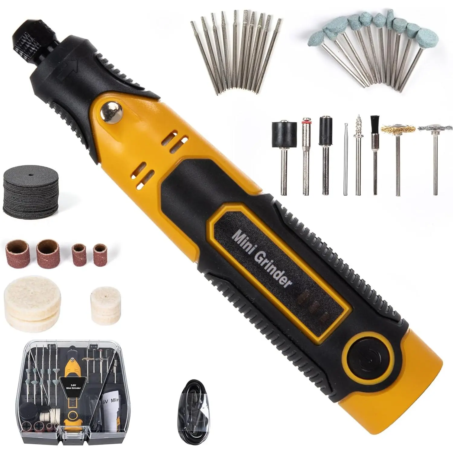 Cordless Rotary Tool Kit, 55-Piece Mini Grinder Set with Diamond Burrs, Wheels, Sanding Drums for Engraving, Polishing, Cutting, Resin Crafts