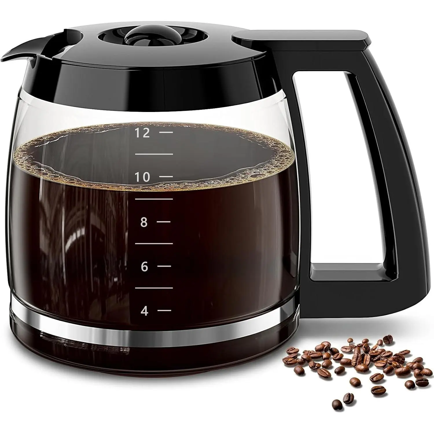 12-Cup Coffee Pot Replacement for Cuisinart Coffee Maker DCC-1100BK,DCC-1200,SS-12,SS-15,SS-16,DCC-2650,DGB-550,DGB-625BC,DGB-700BC,CHW-12. Glass Carafe with Sturdy Handle, Drip-Free Spout.