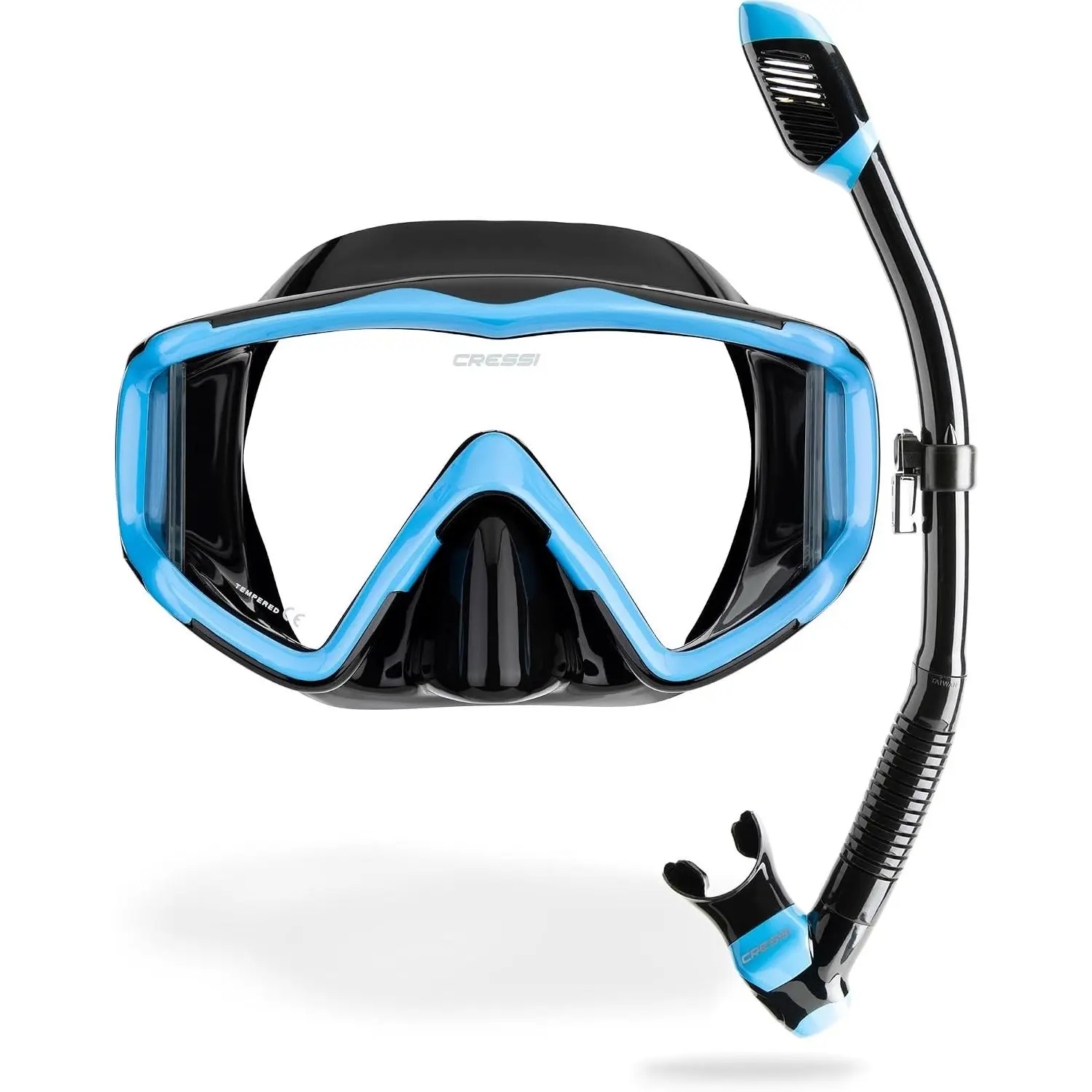 Panoramic Wide View Mask & Dry Snorkel Kit for Snorkeling Scuba Diving - Pano 3 & Supernova Dry Designed in Italy