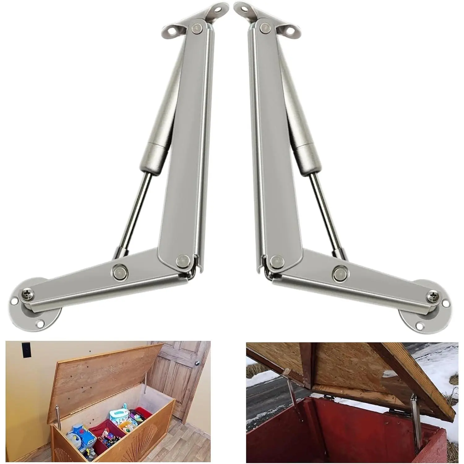 250N Heavy Duty Soft Close Lid Support Hinge, Chest Hinges Heavy Lid Hinges for Wooden Box Trunk Large Toy Box Hinges Soft Close Slow Lowering Support 80lbs/2pcs