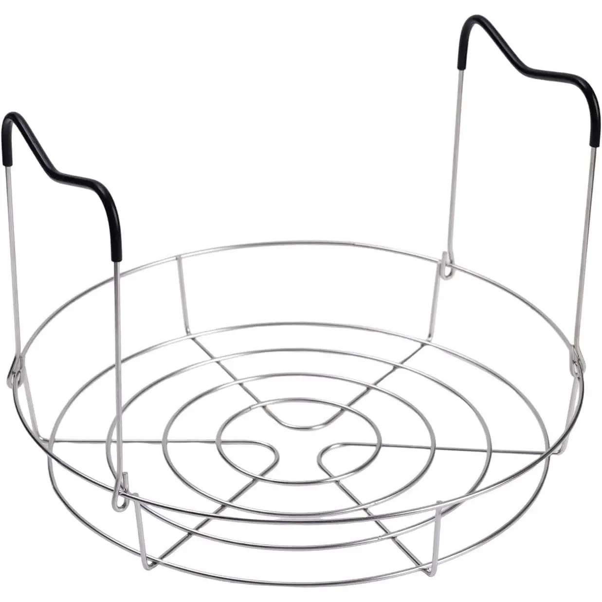 12in Silver Stainless Steel Canning Rack with Heat Resistant Silicone Handles, Fits Regular and Wide Mouth Jars, Holds 6 Quart or 7 Pint Jars for Pressure Canner Pot
