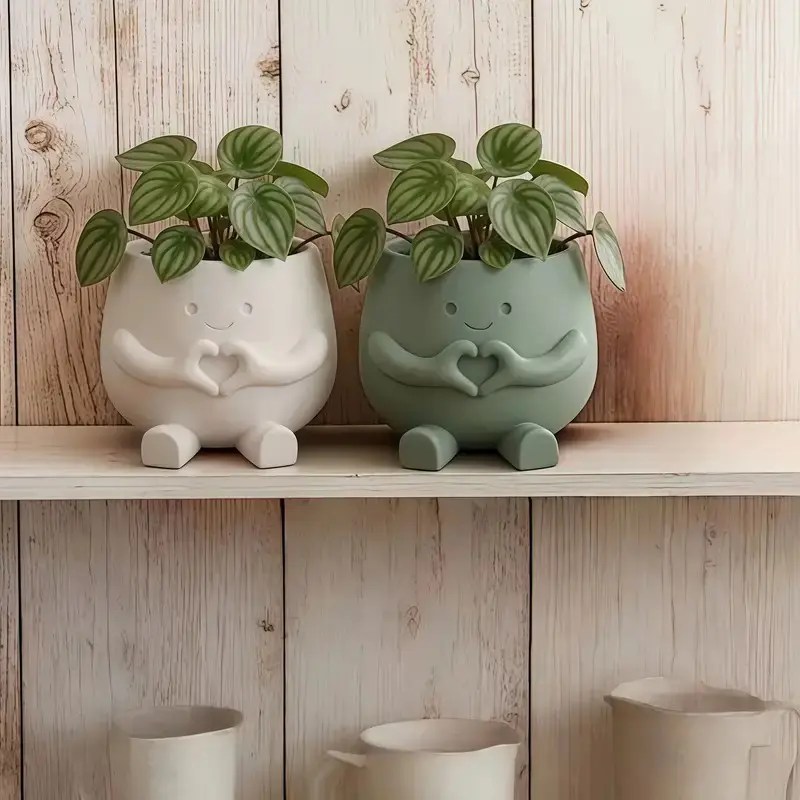 2pcs Heart-Shaped Pots, Pot for Plants, Cute Succulent Planters, Fashionable Small Flowerpots, Decorative Garden Pots, Ideal for Office & Home Decor, Indoor & Outdoor Use, Perfect Gift