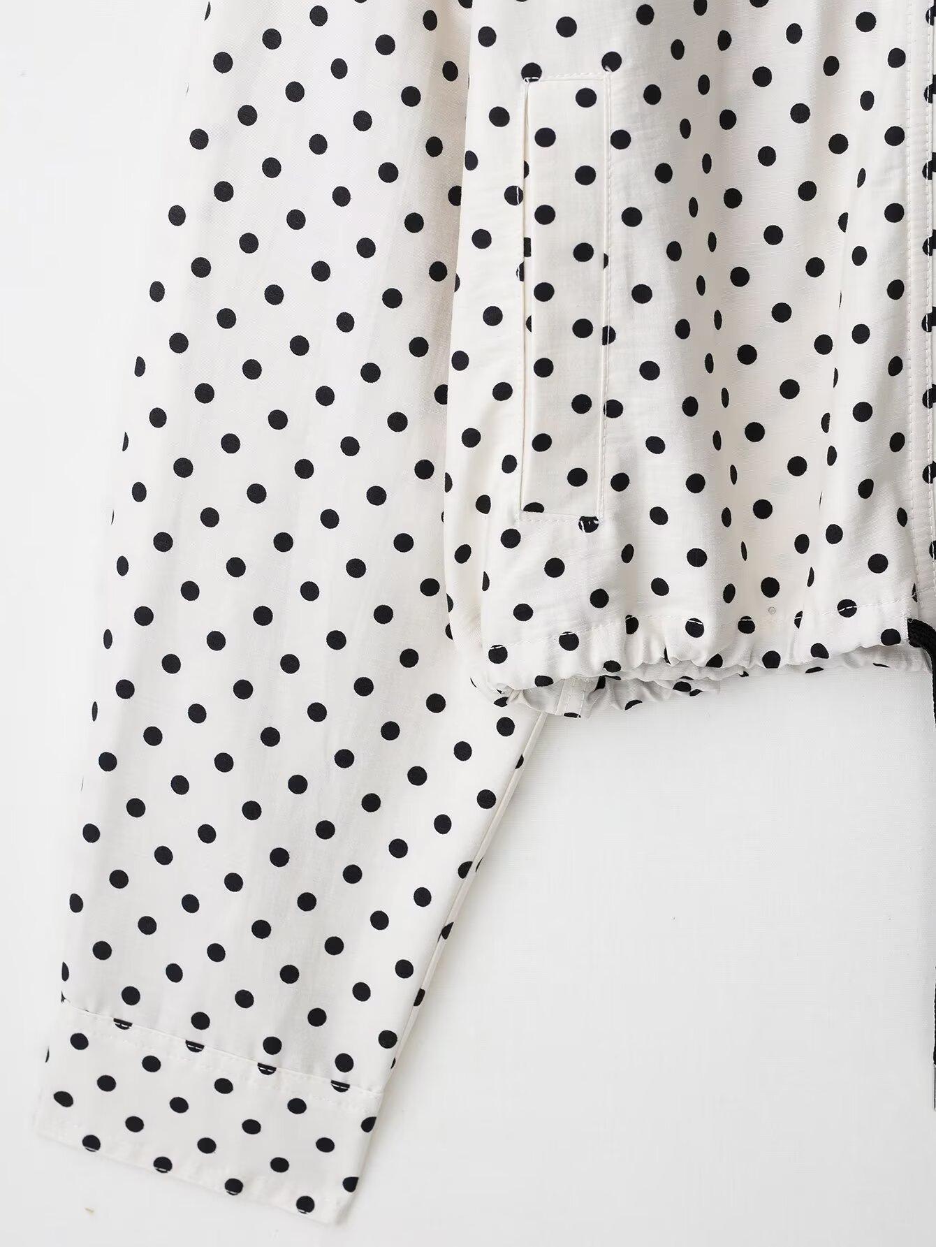 New Summer Women's Polka Dot Blazer, Y2K Street Style Casual Spot Design, Fashionable Long-Sleeved Top