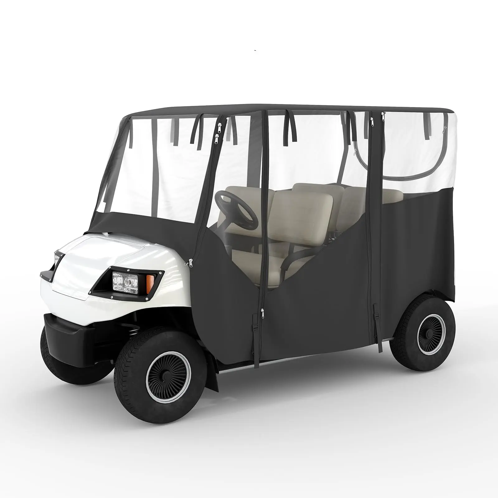600D Oxford Fabric Golf Cart Rain Cover - Golf Cart Accessories, 4-Seat (4-Passenger), PVC Windows, Waterproof, UV/Sun Protection, Wind Protection, 60x43x55 In, Foldable for Storage