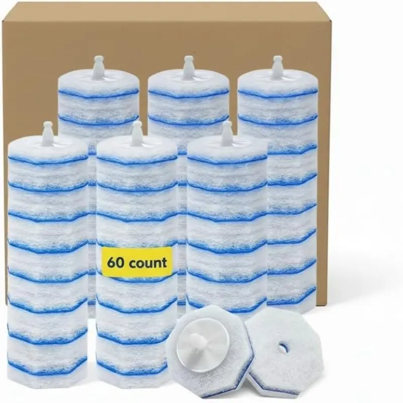 60pcs Toilet Wand Refills for Clorox, Disposable Toilet Brush Refills, Bathroom Cleaning, High-Density Scrubber, Easy to Use, Cleaning Products