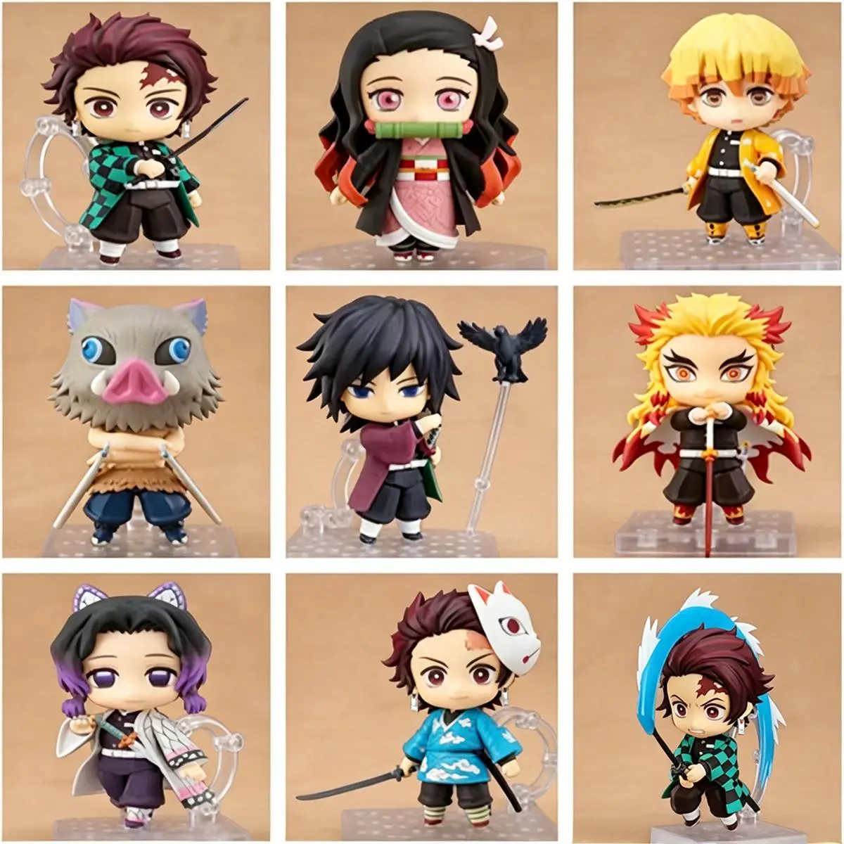 Demon Slayer Q Version Figures, 12 Styles Chibi Anime Action Figures with Movable Joints and Changeable Faces, Muichiro Mitsuri Nezuko Tanjiro Zenitsu Inosuke Rengoku Giyuu Shinobu Sanemi Genya Tengen Akaza, Collectible Toy Gift for Fans