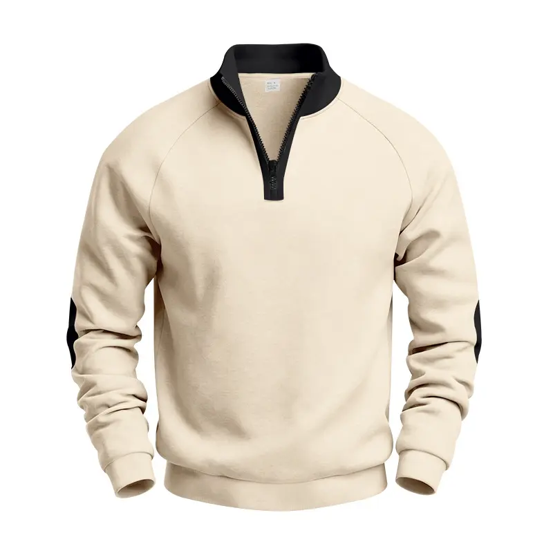 Men’s Color Block Patchwork Fleece Half Zip Sweatshirt, Stand Collar Long Sleeve Pullover Top, Relaxed Fit Casual Streetwear Jacket for Fall Winter Daily Wear, Travel, Outdoor Activities and Weekend Fashion