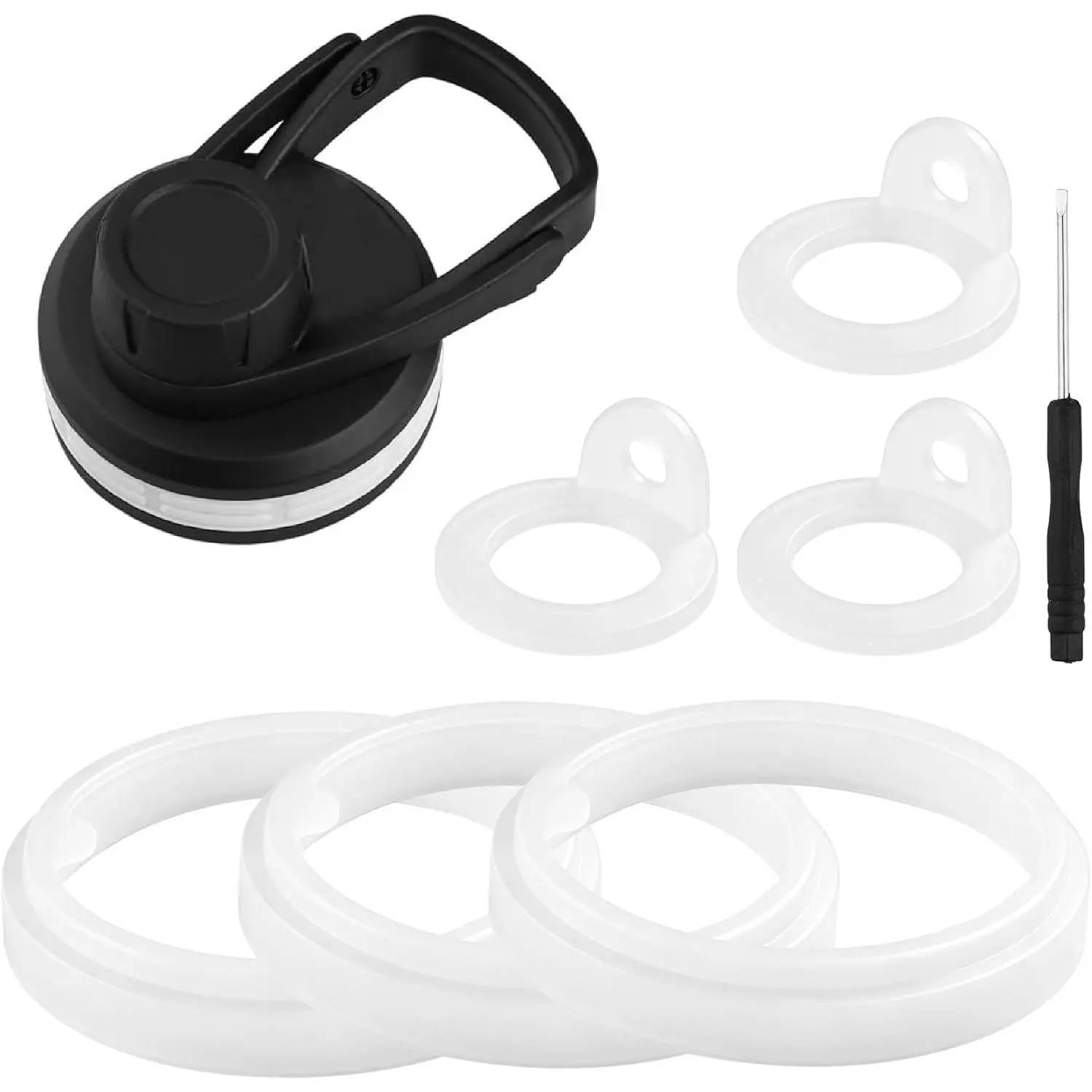 Rubber Seal Gasket for ThermoFlask Spout Lid Chug Lid 24 32 40 64oz,  Seal Ring for ThermoFlask Wide Mouth Lid, Leakproof Gasket O-Ring Set, White 3 Big 3 Small