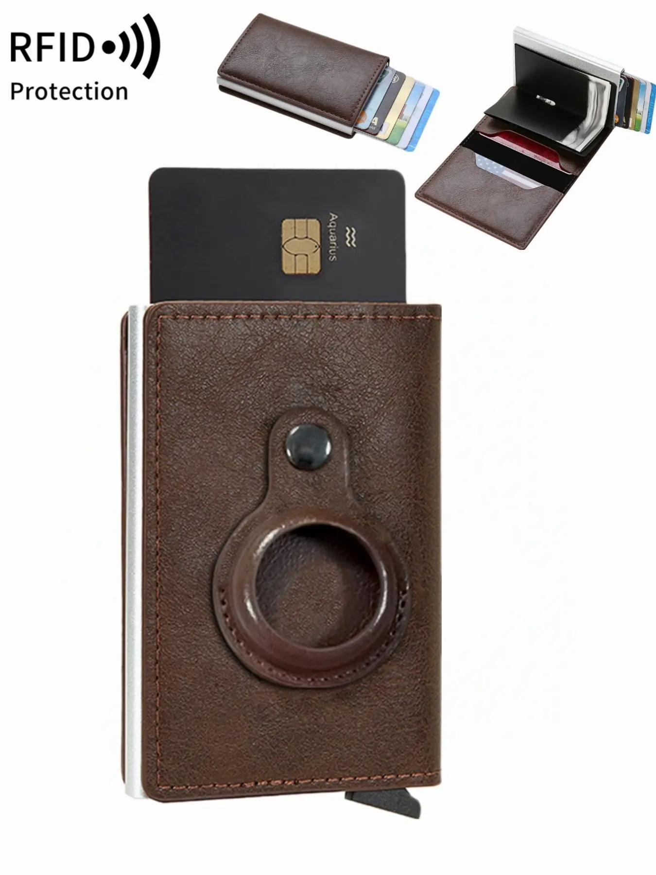 Men's Trifold RFID Blocking Wallet Compatible With Airtag, Front Pocket Card Holder With Multiple Card Slots & Large Cash Compartment For Credit Cards, Portable For Daily Commute, Perfect Gift & Ideal Father’s Day Present