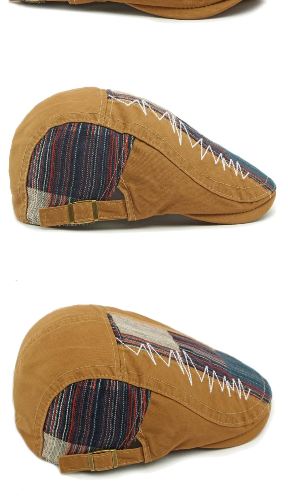 HT4806 Beret Cap Spring Summer Autumn Hats for Men Women Vintage Patchwork Beret Hat Male Female Ivy Flat Cap Adjustable Berets