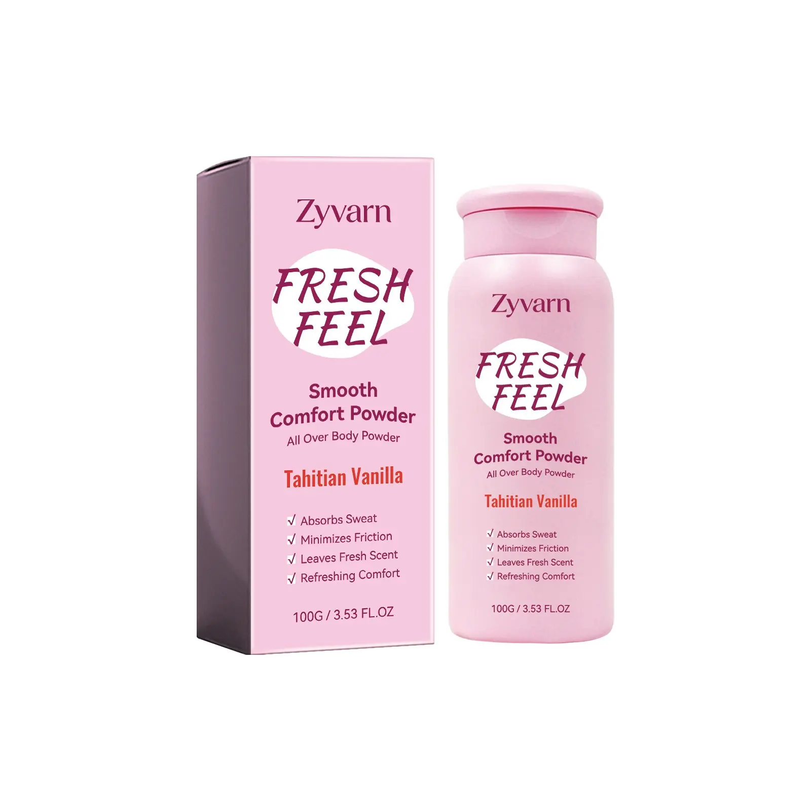 Zyvarn Smooth Comfort Body Powder, Fine Light Texture, Sweat Absorbent, Refreshing Cooling, Breathable & Long Lasting
