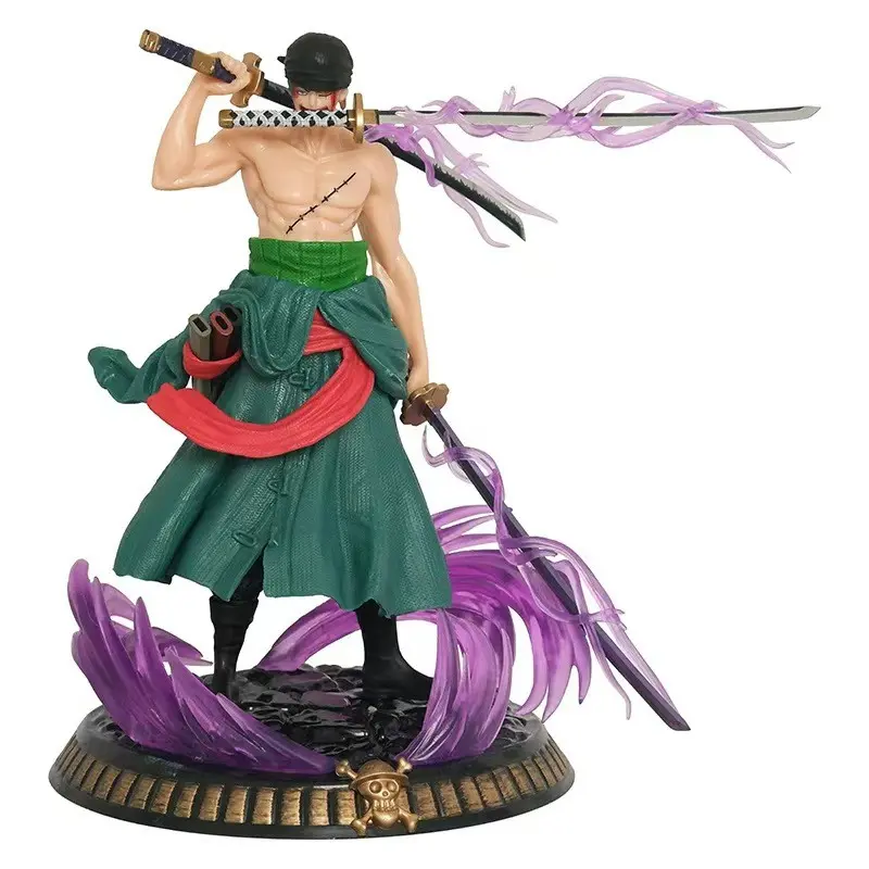 Anime Figure One Piece Roronoa Zoro Three Sword Style, Ghost Effect Dual Head Sculpture, 23cm Anime Model Display Gift, Anime Collectibles