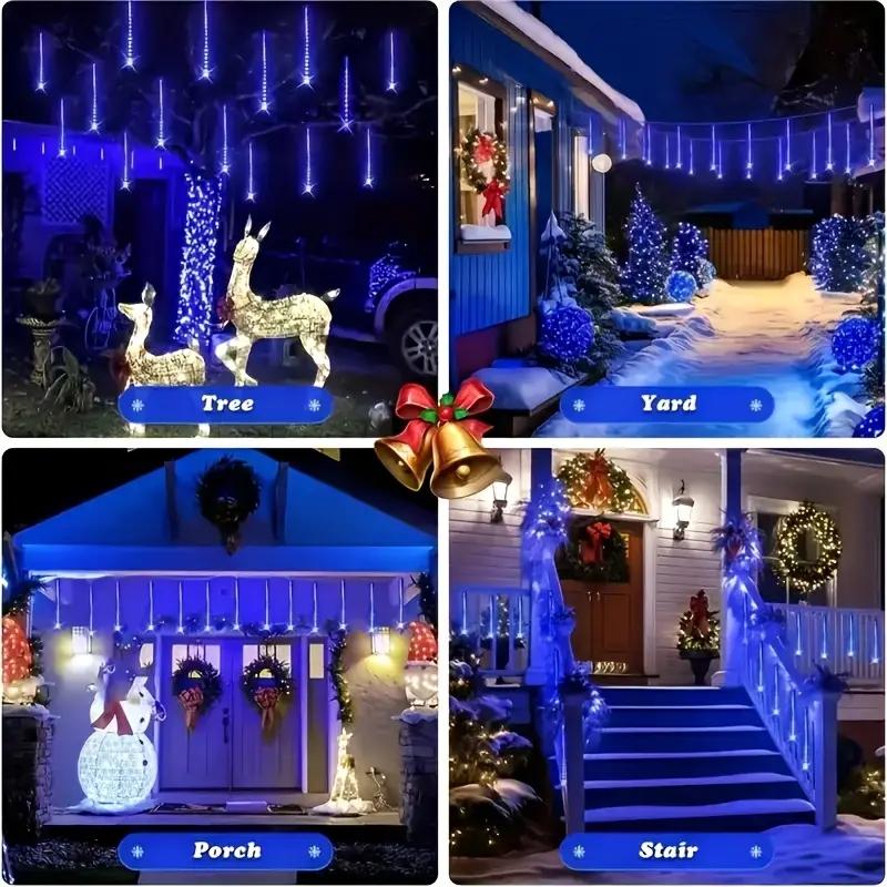 96leds USB Meteor Shower String Lights, 8 Strings Ed Festival Lights, Outdoor Garden Yard Lights, Christmas New Year Wedding Valentine Decorations, Party Lighting Decoration, Outdoor Twinkle Lights, Electronic Lights
