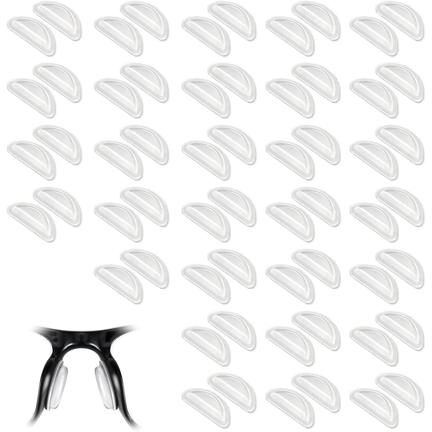 30 Pairs Nose Pads for Glasses, Anti-Slip  Eyeglass Nose Pads, 5mm Heightened Airbag Cushions, Comfortable D-Shaped Adhesive  Nose Pad for Sunglasses