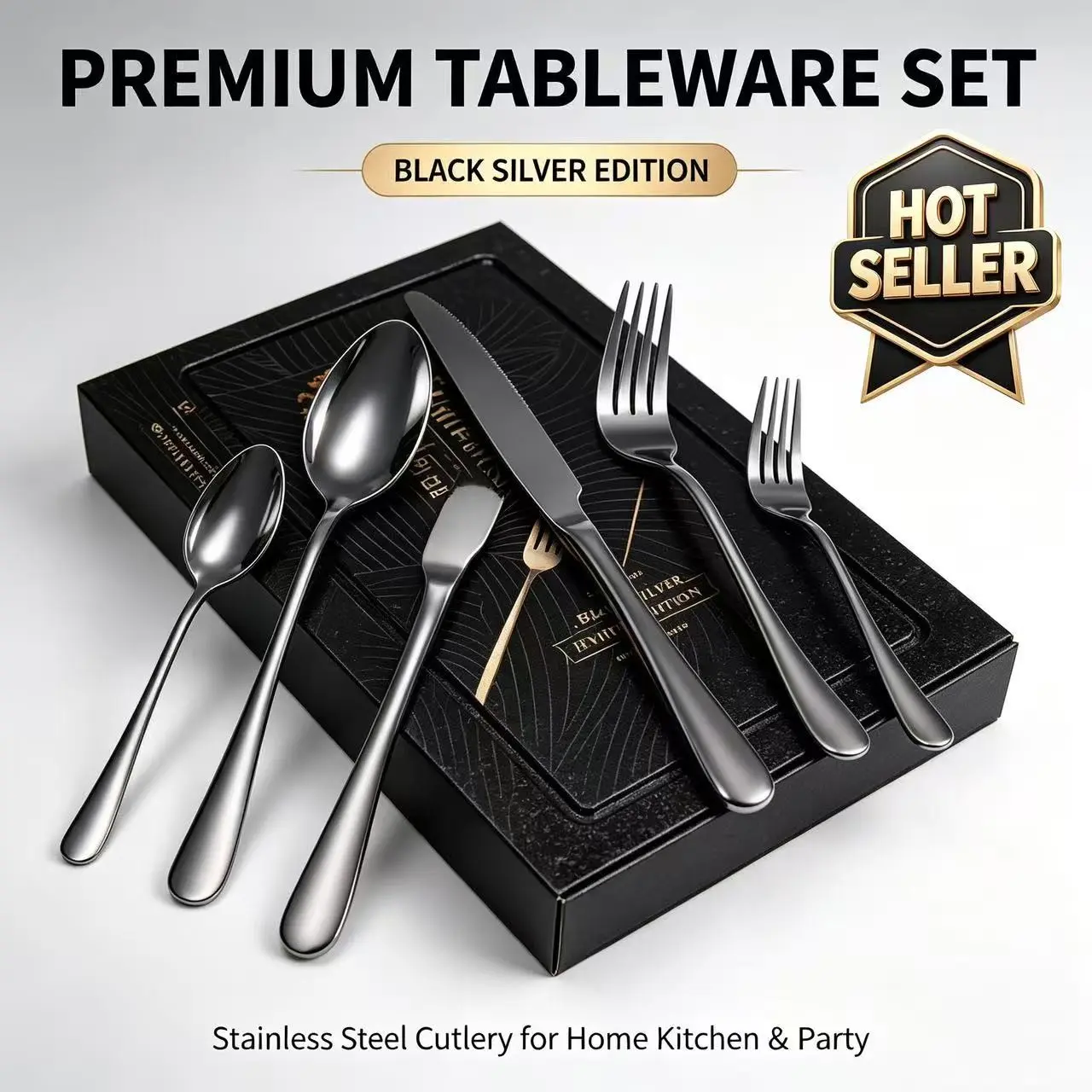 Luxury Stainless Steel Cutlery Set, 20/30/40 Pieces, High-End Steak Knife Fork Spoon Combo, Gift Box Set, Elegant Dining Essentials