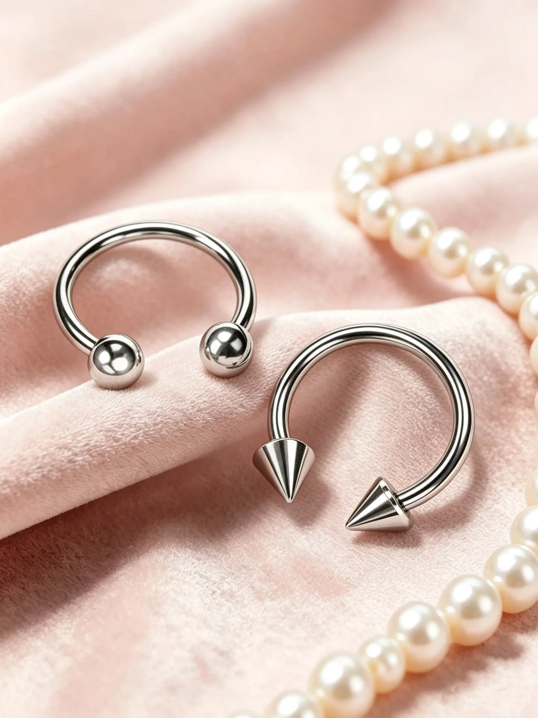 2-Pack G23 Titanium Lip Rings, 16g Horseshoe Nose Ring, 9mm Piercing Jewelry, Unisex, Daily Wear, Party Gift, Soft Cartilage Ear Cuff