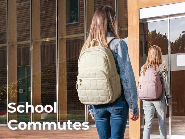 Quilted College Laptop Backpack for Women, Water-Resistant Daypack for 15.6 Inch Laptop FathersDayGift