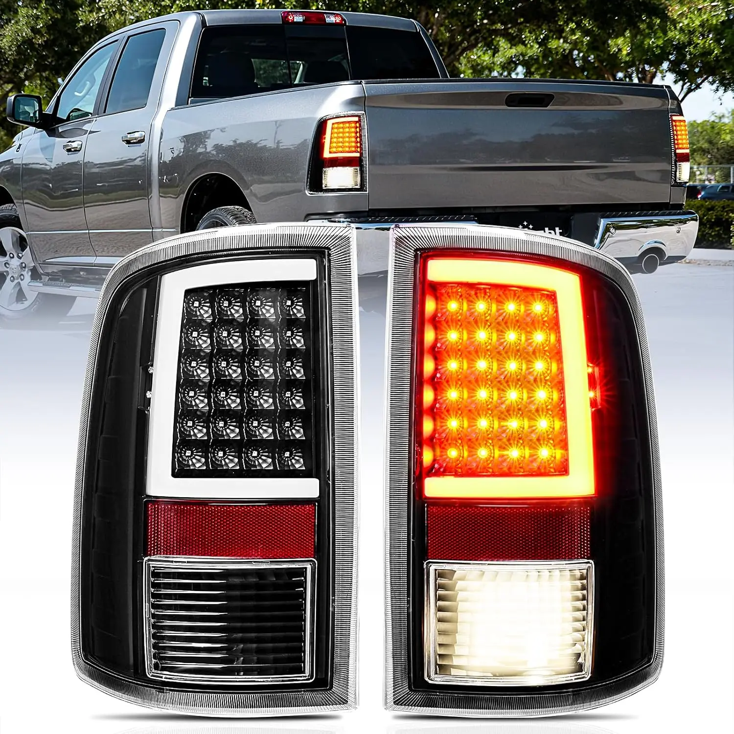 Nilight Taillight Assembly for 2009-2014 2015 2016 2017 2018 Dodge Ram | Fits 2009 2010 2011 2012 2013-2018 Ram 1500 2010-2018 Ram 2500 3500 Incandescent Type Upgrade LED Tube Tail Lights