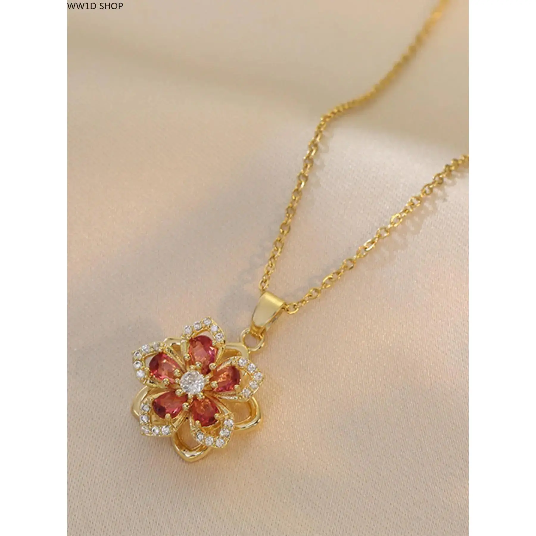 Elegant Flower Pendant Rhinestone Necklace for Women, Versatile Charm Jewelry for Mother's Day, Birthday & Daily Wear, Decorative Necklace