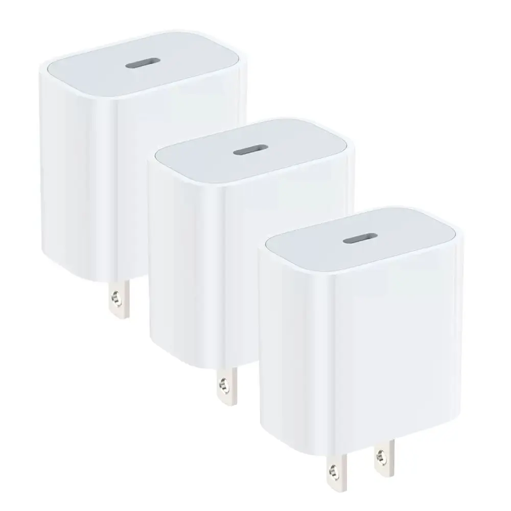 3Pack 20W USB-C Chargers, Wall Fast Charger, Compact Adapter for iPhone 17 16 15 14 13 12 11 XS 9 8 & iPad, Portable Travel Plug, Perfect Gift