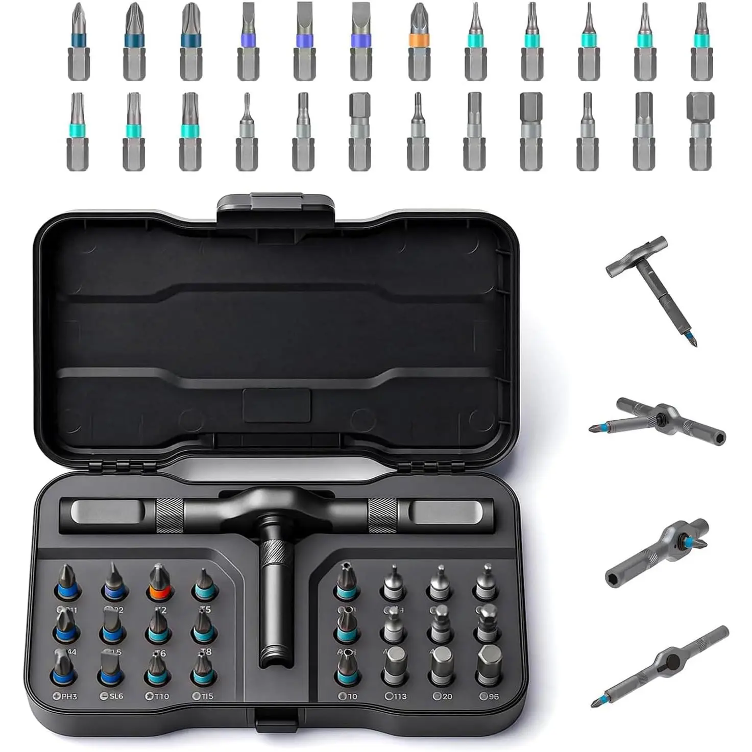 24-in-1 Magnetic Ratchet Screwdriver Set with Detachable Handle, Portable Precision Tool Kit for Furniture, Watch, Computer, Laptop, PC, and Bicycle