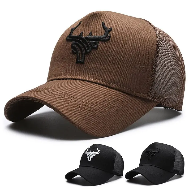 Western Style Bull Head Embroidery Trucker Cap - Mesh Back Breathable, Men's Hats, Hats for Women for Outdoor Sports, Mens Hats, Unisex