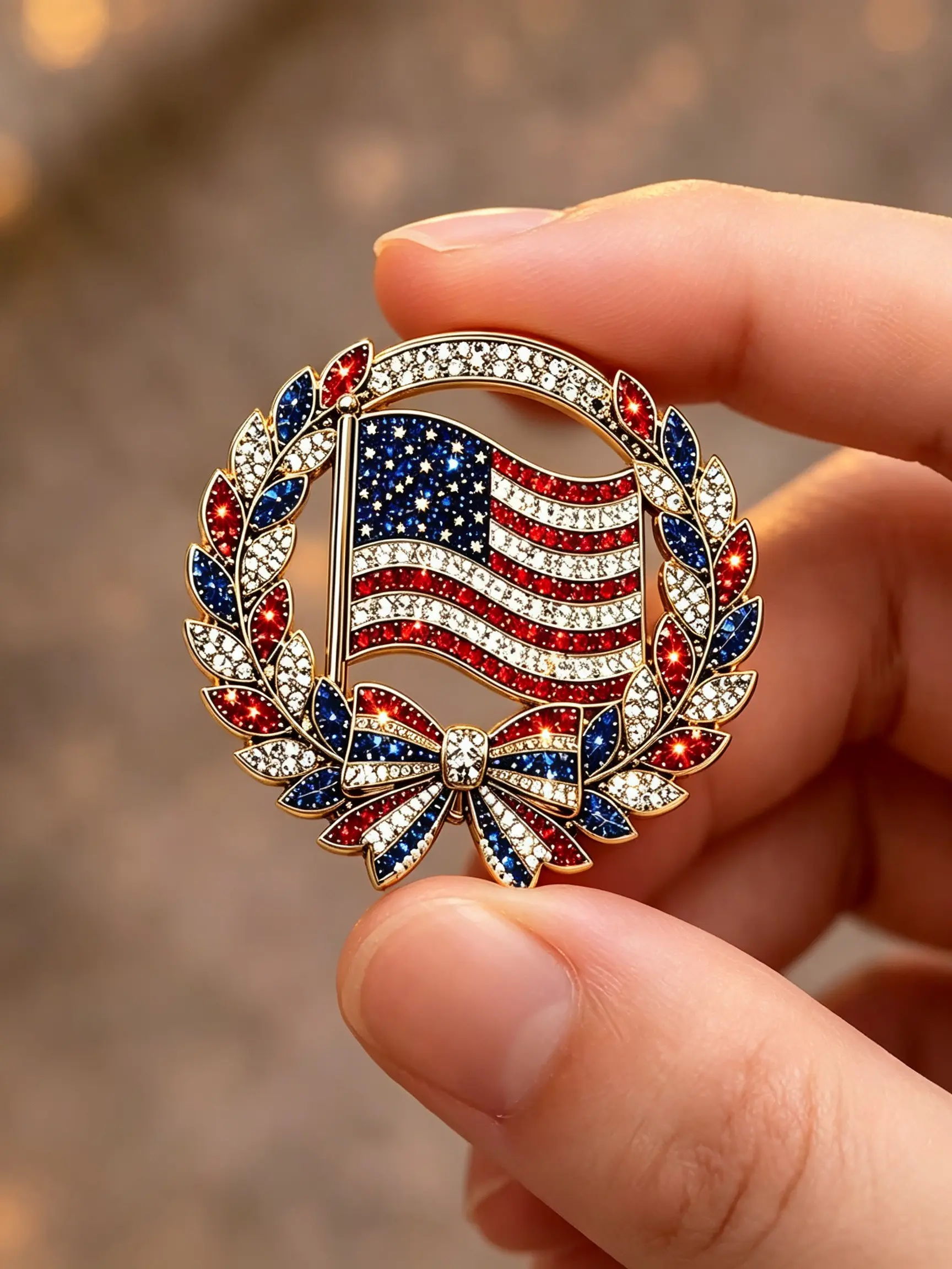 250th Anniversary Badge, Patriotic Floral Star Pin, Flag Lapel Pin 1776-2026, Suitable for Jackets Hats, Memorial Emblem