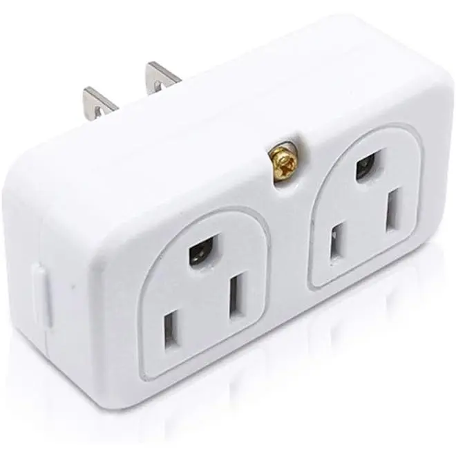 Fireproof 2-Prong Mini Wall Plug Splitter, 4-Port Power Extender, 1875W Max Power Capacity