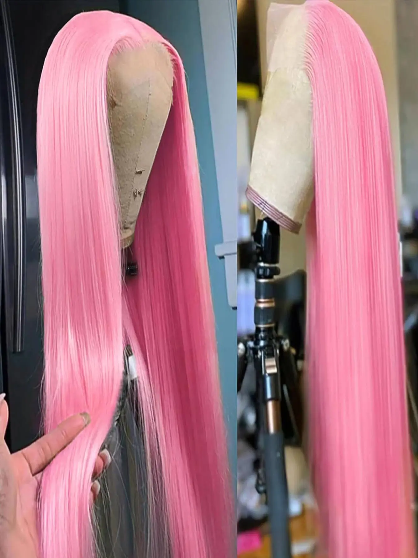 Pink Synthetic Wig, 13x4 Lace Front Wigs for Women, High Quality Wigs, Pre Plucked, Heat-Resistant Wig, High Density 180, Natural Hairline, Perfect for Parties and Halloween