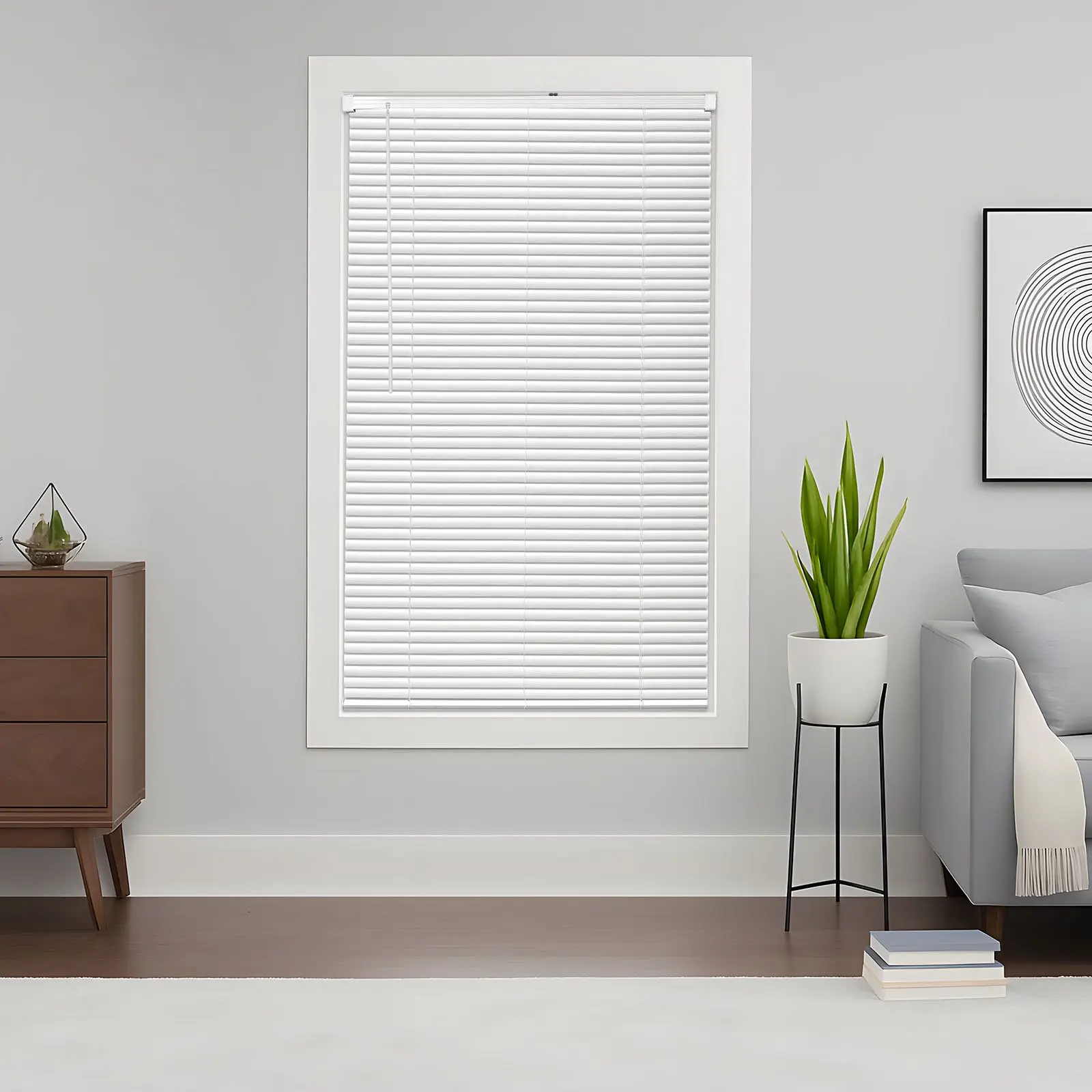 VEVOR 34x48 in Cordless PVC Vinyl Mini Blinds, 1 in Slat Horizontal Light Filtering Indoor Window Treatments, Easy to Clean, Simple Light Adjustment, White Home Decor Option