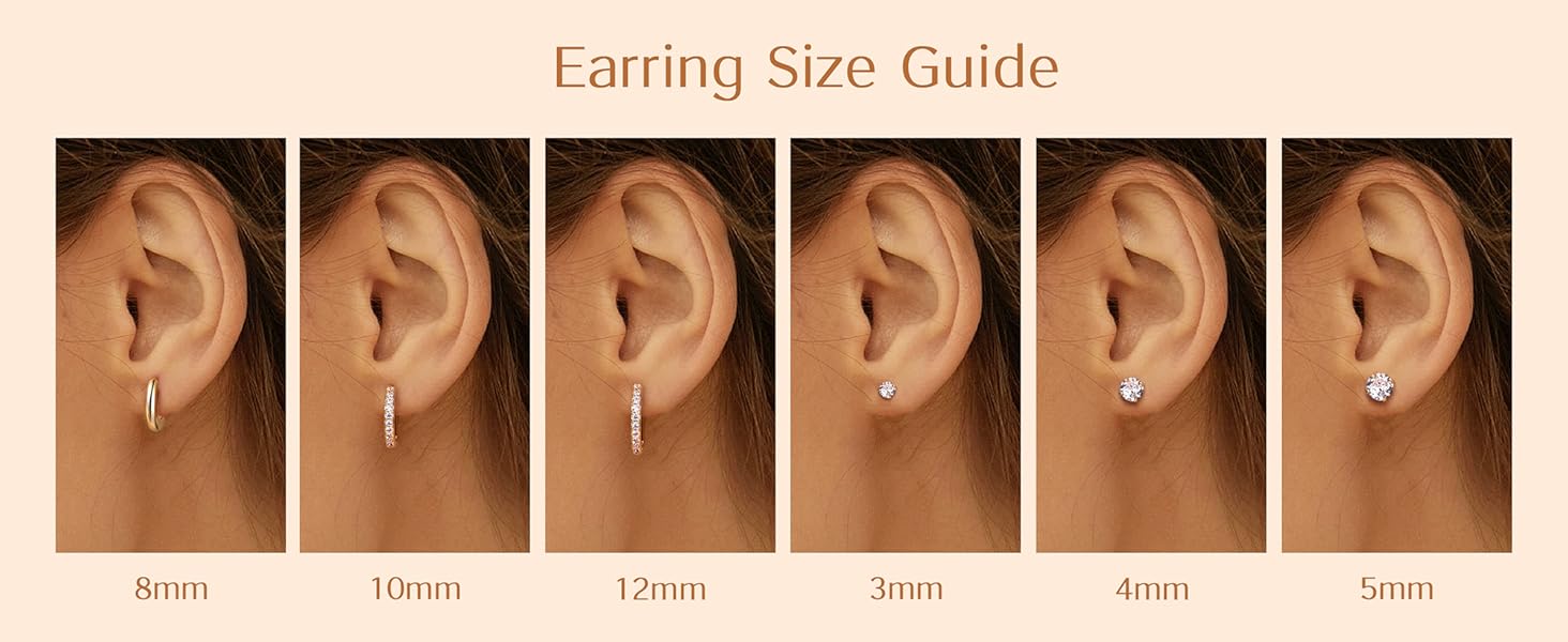 Trendy Hoop Stud Earrings for Women 7 Pairs 316L Surgical Steel Hypoallergenic Earrings Set for Multiple Piercing Non Tarnish 14k Gold Plated Cartilage Earring