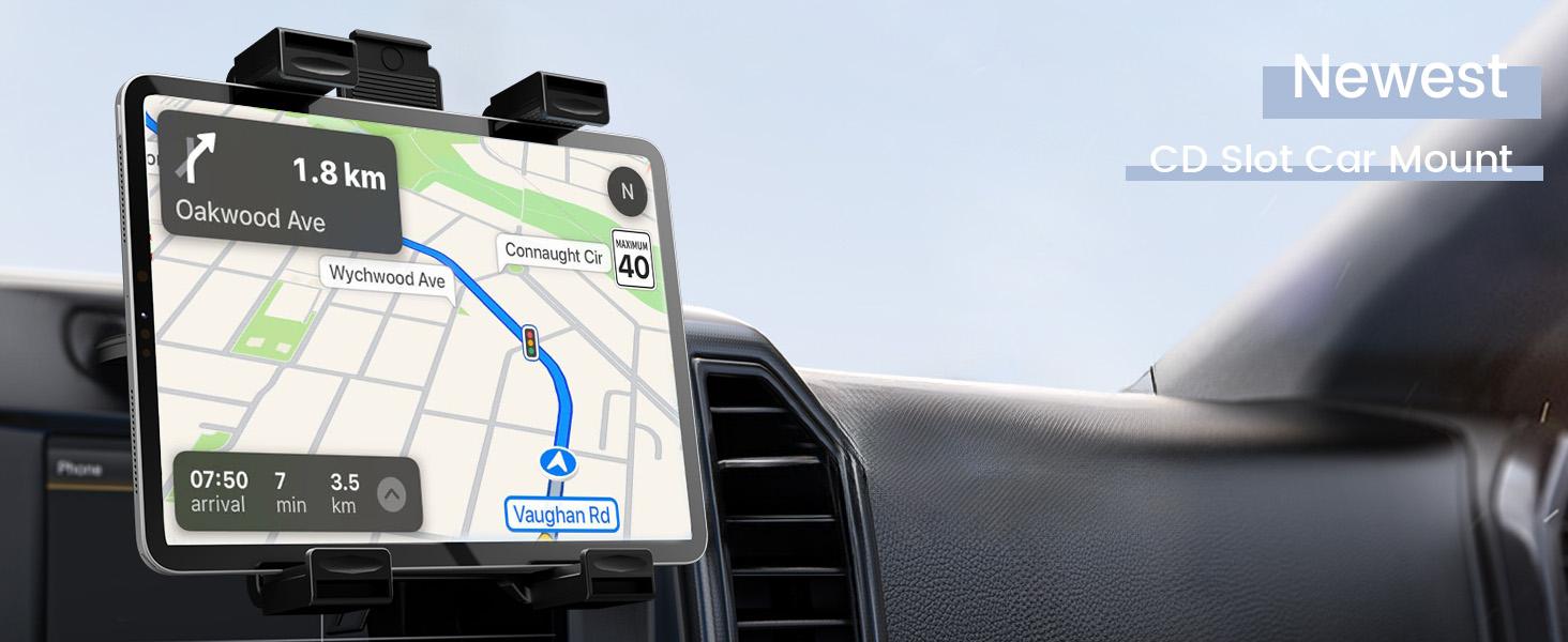 OHLPRO CD slot tablet holder for cars, universal 7-inch iPad car mount, adjustable CD player tablet holder for iPad mini, Air, Pro 11, Galaxy Tab, ideal for navigation and entertainment