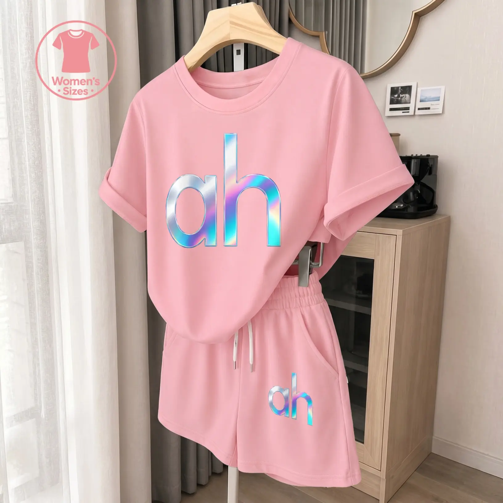 Women’s Casual Matching Set, Short Sleeve Tee and Shorts Two Piece Outfit, Cute Summer Lounge Wear with Loose Fit Design, Comfortable Women’s Clothing for Vacation, Beach, Resort, Cruise, Travel, Everyday Casual Outfits and Stylish Summer